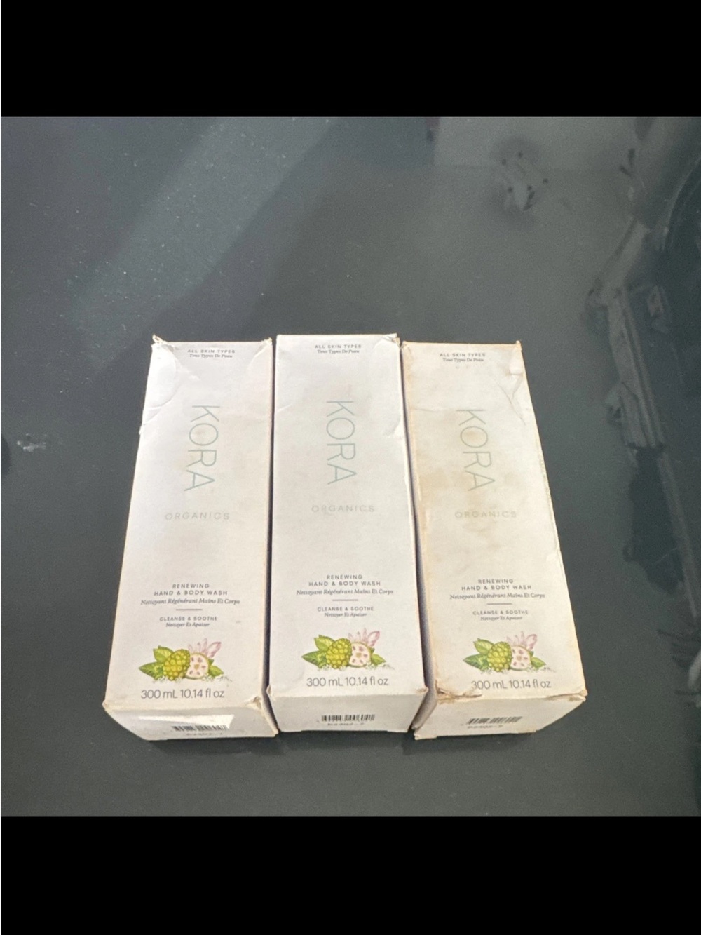 Lot of 3 KORA Organics Renewing Hand & Body Wash Trio - White